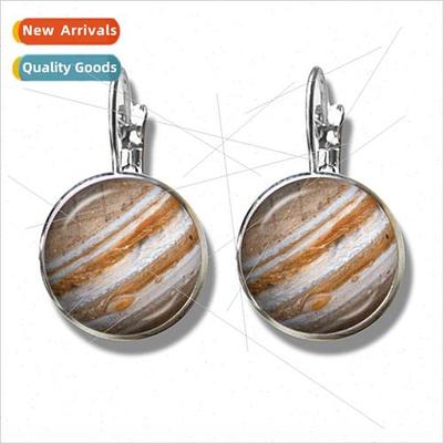 Eight Planets Earrings Juper Earth Mars Glass Round Dangle E