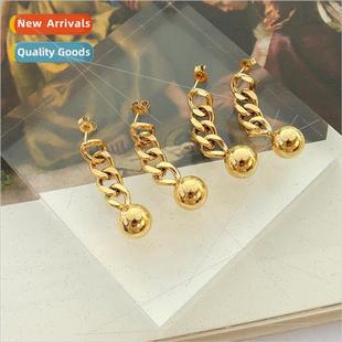 chain steel bead French tanium cool earrings pla retro