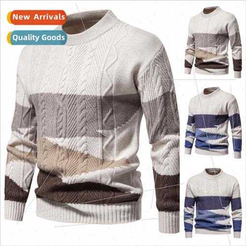 Kn sweater men American retro  code colorblocking casual jac