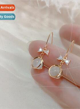 New cute bow cat eye stone earrings female tide ear jewelry