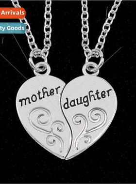 Europe family jewelry mother daughter heart patchwork neckla
