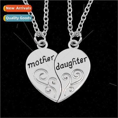 Europe family jewelry mother daughter heart patchwork neckla