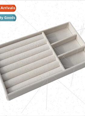 Beige jewelry box velvet ring earrings earrings tray empty t