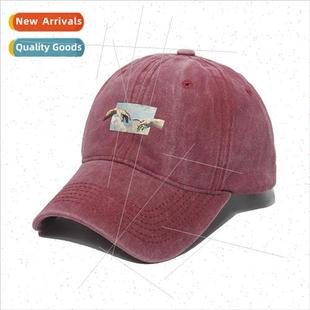 men retro women set summer cap tongue duck washed Gesture