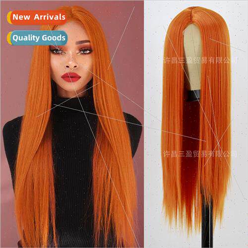 Europe wig women Orange lace long chemical fiber wig head se