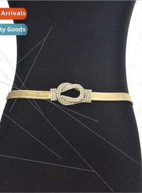 Women sweet rhinestone inlaid elastic spring waist chain inf