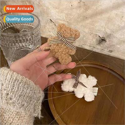 Autumn winter plush bear hair clips side clip girls side cli