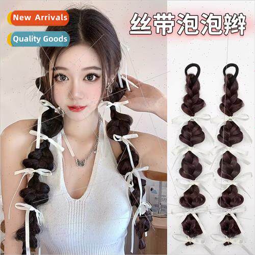 Wig ponytail female ribbon tie hair bubble lantern braid sim