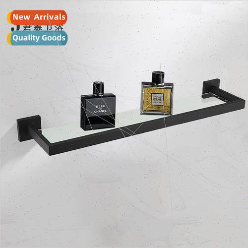 Glass shelf 304 black bath towel rack shelf simple towel org