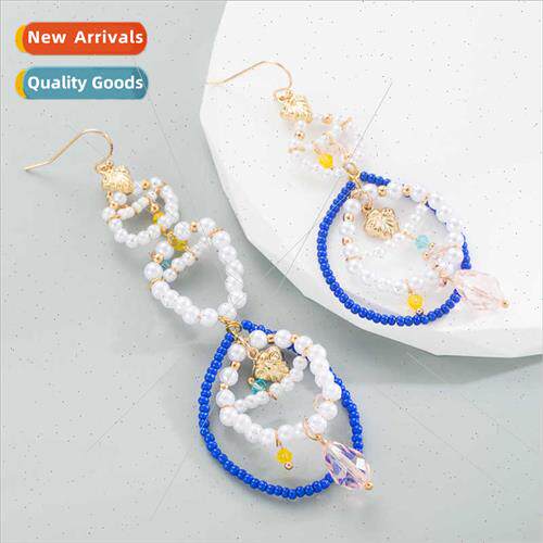 Europe personalized geometric creative pearl earrings alloy