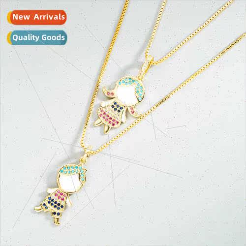 Cute Boys Girls Copper Micro Zirconia Necklace Europe Fashio