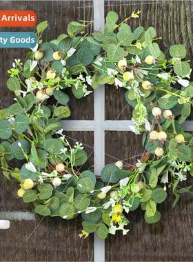 Green leaf berry wreath wall hanging home simulation whered