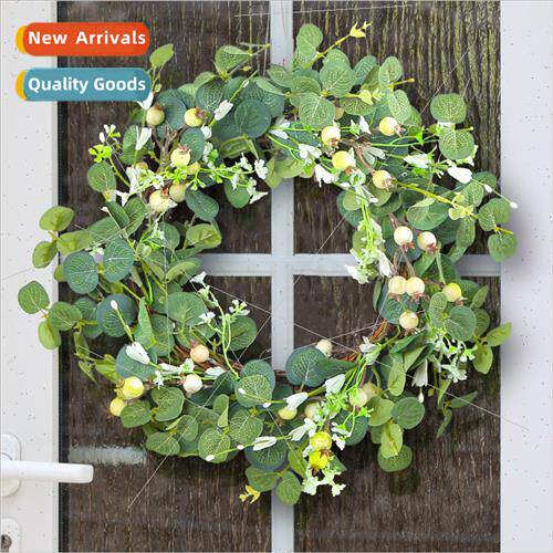 Green leaf berry wreath wall hanging home simulation whered