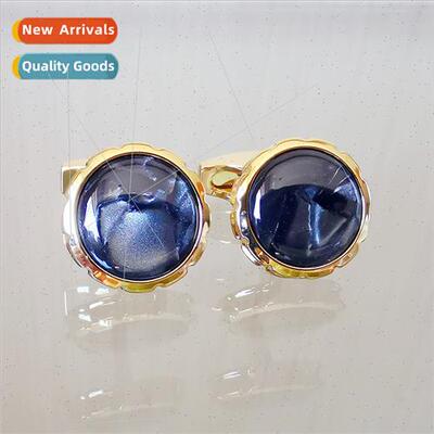 double-layer carved black opal French cufflinks men sus shir