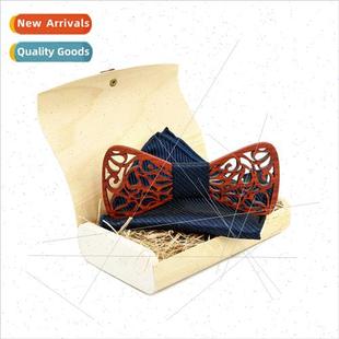 tie wedd gift solid wood pear veneer box men T212 bow Wooden