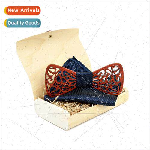 T212 Wooden veneer gift box pear solid wood bow tie men wedd