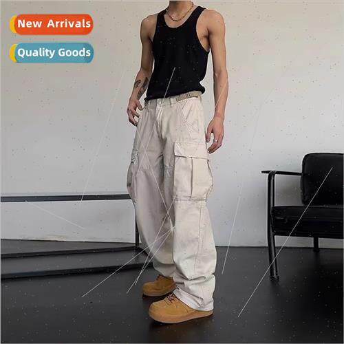 Set hip-hop American retro multi-pocket loose work casual pa