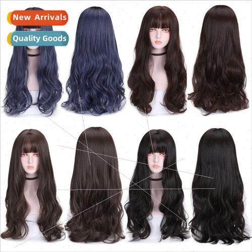Wig long curly hair female light texture head covering fashi