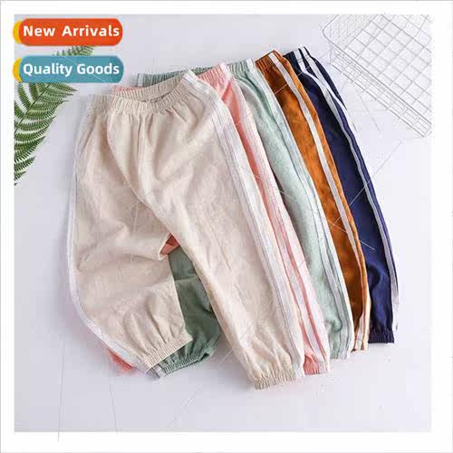 New cotton and linen childrens anti-mosquo pants summer thin