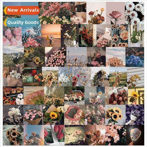 52 lerary flowers handbook stickers luggage cell phone case