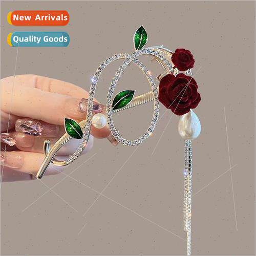 Rose tassel twist clip hairpin back head advanced sense head