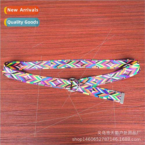 Seven-color belt Korean double ring D-type buckle rainbow we