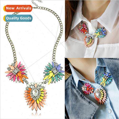 Europe Necklace Colorful Full Diamond Owl Women Short Neckla