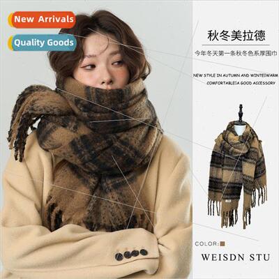 Autumn winter thickened Merad plaid scarf fine imation cashm