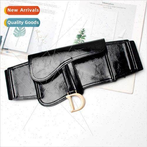 Wide Elastic Waistband Belt Women Europe Ins Belt Skirt Leat