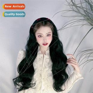 Hair band wig women long curly hair one-piece half head cove