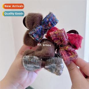 plush bow curry mixed Meilad color winter cashmere Autumn