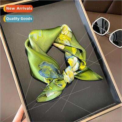 Summer new oil painting green fashion flowers elegant versat
