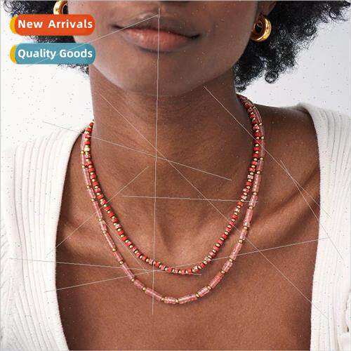 Korea handmade retro semi-precious stone agate beads necklac