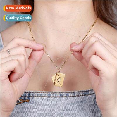 Europe Envelope Necklace Stainless Engraved Love Letter Enve