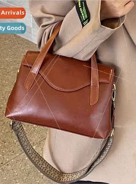 Pure cowhide large-capacy double-layer diagonal cross handba