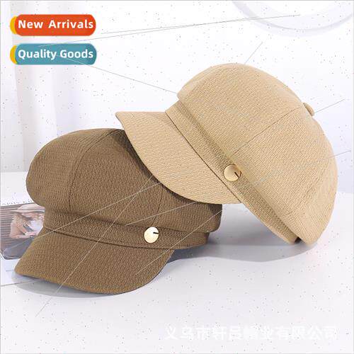 Spring Autumn round buttons octagonal cap female Korean soli