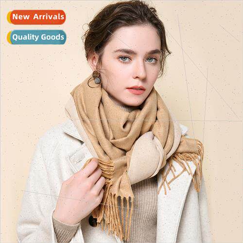 Autumn winter double-sided solid color imation cashmere scar