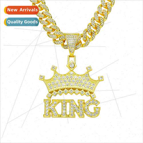 Europe hip-hop necklace KING letters crown pendant jewelry m