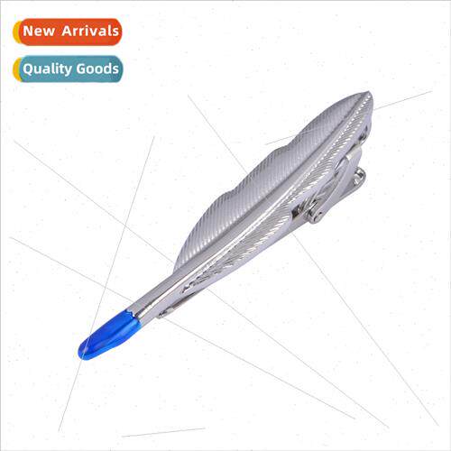 Tie Clip lver Feather Shape Tie Clip Funny Blue Dot Hong Mao