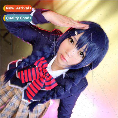Spir Ogre Tashoe blue black braided cosplay wig bangs obliqu