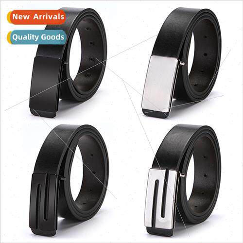 Smooth buckle men belt Korean tide youth microfiber simulati