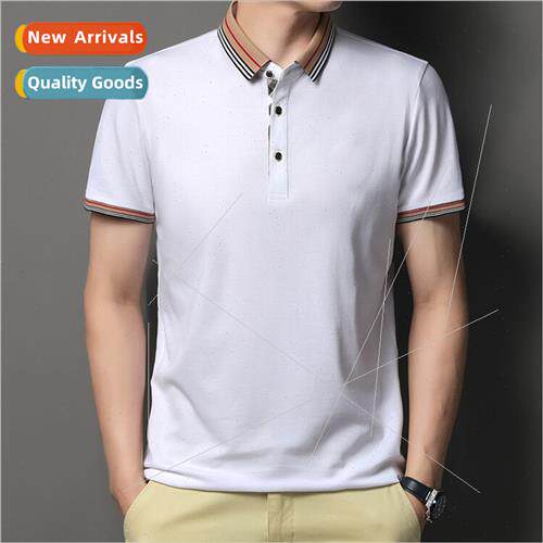 Short-sleeved POLO shirt men mulberry silk solid color male