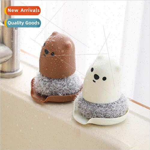 Creative handle acrylic wire wash pot brush bear shape base