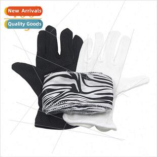 Black white gloves into a silk scarf black white striped sil
