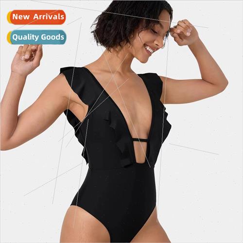 ins  retro simple one-piece swimsu women Korea sexy backless