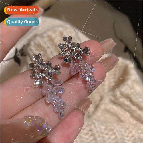 Crystal Grape String Earrings French bling super flash earri