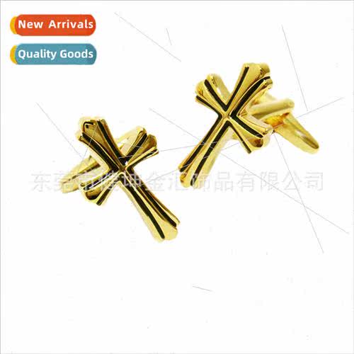 Gold Cross Cufflinks French Shirt Accessories