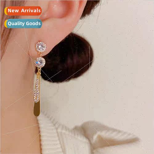 Korea fashion zirconia tassel earrings s925 silver pin niche