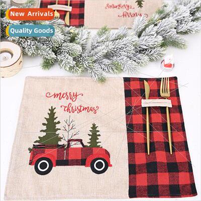 Christmas decorations red black plaid car Christmas placemat