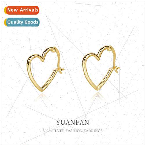 S925 silver love heart earrings female niche Europe hundred